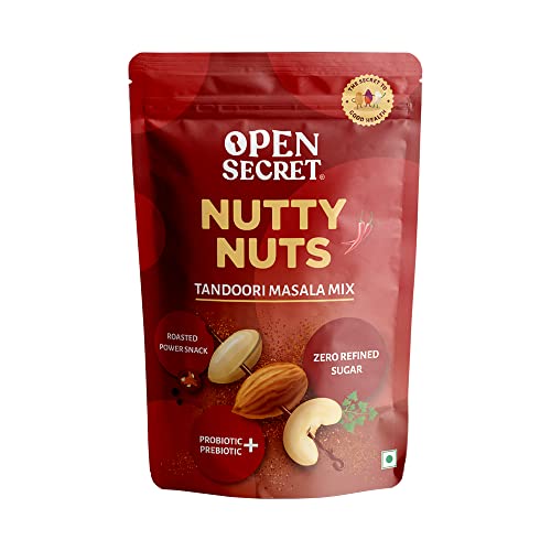 Image of Open Secret Tandoori Masala Nut Mix|Pack of 1 (135g each)| Almonds, Cashew, Peanuts |No trans fat, No cholestrol|Roasted & Salted Dry Fruits |Immunity Boosting Nuts | Perfect Snacks