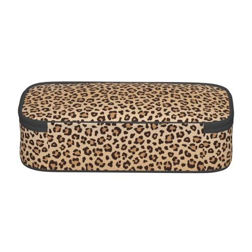 Image of Perinsto Brown Leopard Print Pencil Case Big Capacity Multi Compartment Stationery Box Pencil Pouch Holder Desk Organizer For School Office Home