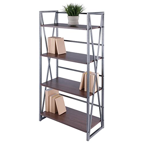 Winsome Wood Isa 4-Tier Shelf, Graphite And Walnut #TOP4