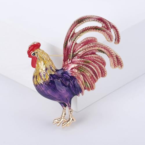 Image of Rooster Brooch Pins for Women, Chicken Brooch Pin, Cute Rooster Animal Brooch Lapel Pin, Bohemian Rooster Chicken Brooches Pins for Women Hat Bag Suit Dress Accessories