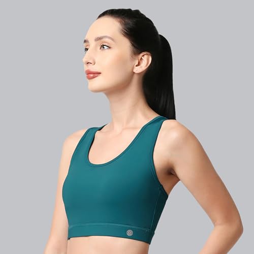 Image of SOIE Women's Medium Impact Quick Dry Padded Racerback Printed Athleisure Sports Bra
