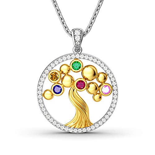 Jeulia Tree of Life Pendant Necklace Sterling Silver September Birthstone August Green Peridot Necklace Blue Sapphire for Women Teen Girls Birthday Gifts Mom Wife Love with Gift Box