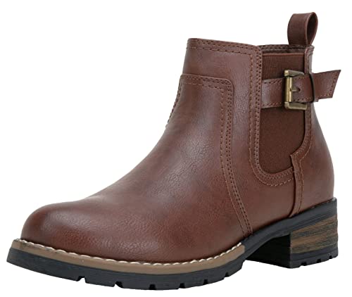 Jeossy Women's 9006 Ankle Boots Whisky/Brown Short Chelsea Booties For Women Low Heel With Zip Size 9(Djy9006 Whisky 09) #TOP19