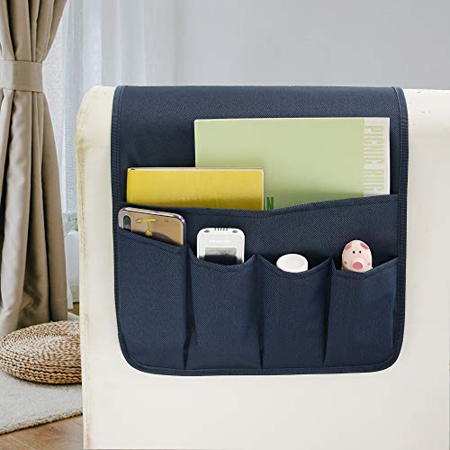 MDSTOP 5 Pockets Remote Control Holder, Magazine Rack, Space Saver Organizer, Draped Over Sofa, Couch, Recliner Armrest