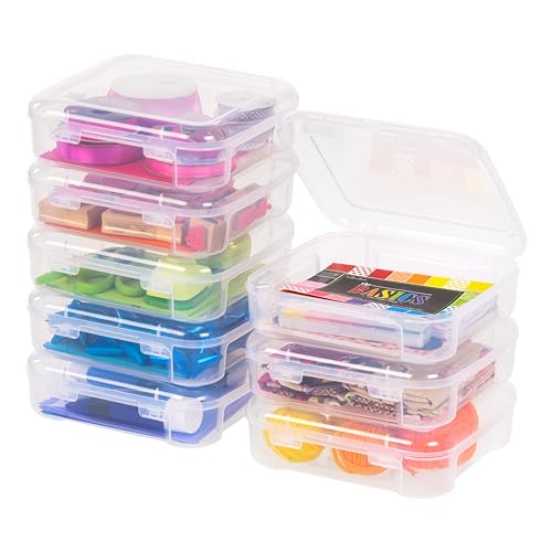 Image of IRIS USA Fits 6 inch x 6 inch Paper, 8-Pack Thick Portable Plastic Scrapbook Paper Storage Cases Organizers with Built-in Handle for Art and Craft Supplies, Office Document, Stationery, Photo - Clear