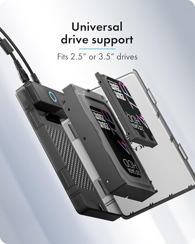 External Hard Drive Enclosure for 2.5\'\'/3.5\'\' SATA HDD SSD, ICY BOX USB 3.0 to SATA SSD Enclosure Adapter, Tool-Free SSD Enclosure with 12V/2A Power Supply Support UASP, Up to 30TB, Supports UASP - Thumbnail 2