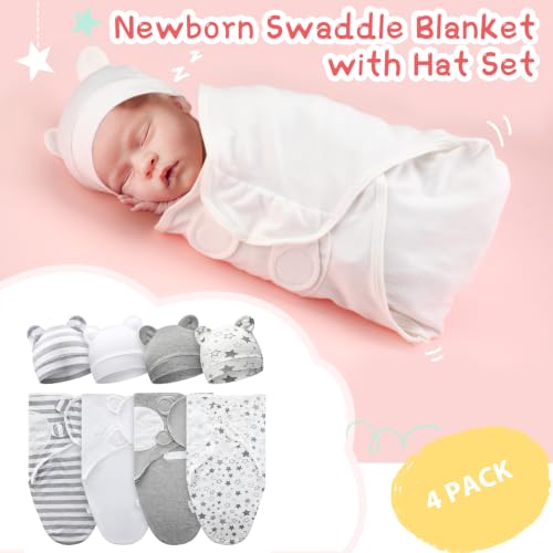 Image of Buryeah 4 Pack Preemie Swaddle Blanket Wrap Set
