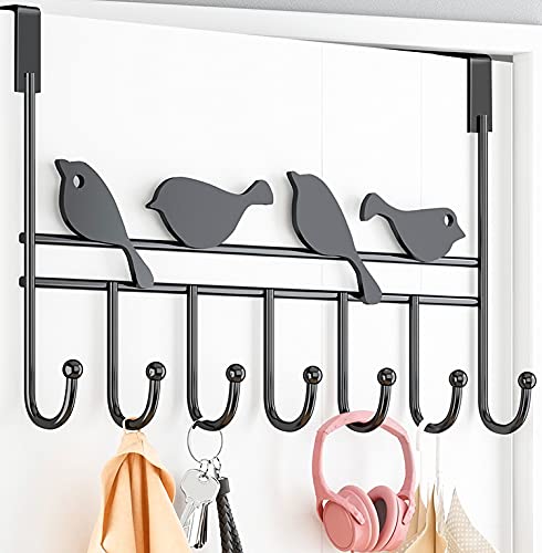 Generico Appendiabiti Appendiabiti Appendiabiti in ghisa per Porta con 7 Ganci Decorativi scaffale per Animali Uccelli Gatti per Camera da Letto Soggiorno Cucina (Bianco Uccello)