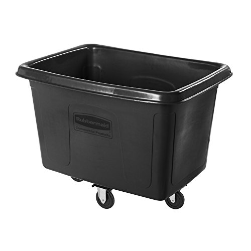 Image of Rubbermaid Commercial Products Bulk Cube Truck with Wheels 14 Cu. Ft. Black Transport up to 500 lb. of Waste /Laundry /Linen /Supply /Packaging Material for Hospital /Hotel /School