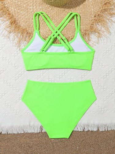 Image of Milumia Girl's 2 Piece Swimsuits Criss Cross Spaghetti Strap Bikini Sets Beachwear Bathing Suit