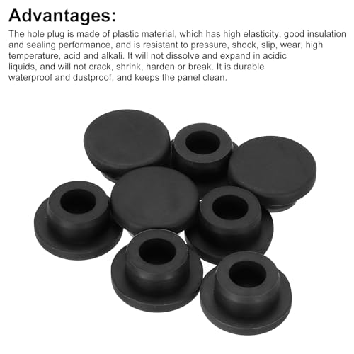 Image of MECCANIXITY 8pcs T-Shaped Silicone Plugs 23mm 7 /8 Inch Dia Snap in Plug Hole Seal Cover Round Rubber Stopper for Kitchen Rubber Bulkheads Waterproof Sealing Plugs Black