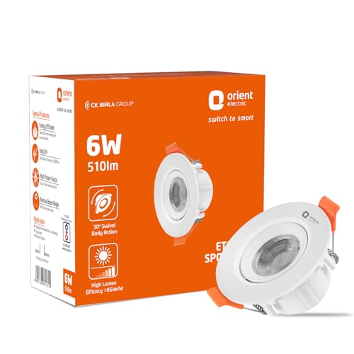 Image of Orient Electric 6W COB Spot Light| Bright and Functional, 510 Lumens | Wide Voltage Operation | Round Ceiling LED Light | 6000K, Pack of 1