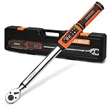 Digital Torque Wrench, 1/2 Drive Electronic Torque Screwdriver with Preset Value(3.76-250.8 Ft.lbs./5.1-340Nm), Buzzer and LED Flash Five Units of Measure Torque Wrench for Motorcycle, Auto Repair