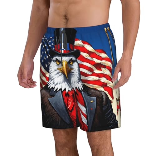 American Bald Eagle Print Stylish Beach Shorts Swim Trunks Lightweight Breathable Summer Outdoor Activities2
