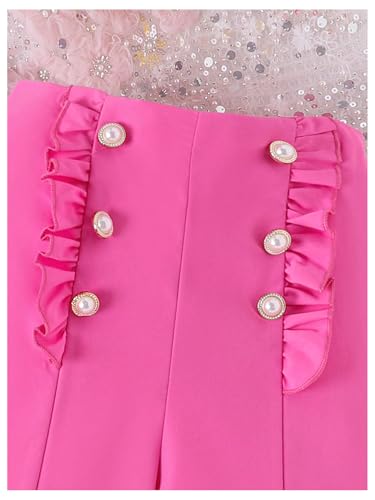 Image of Milumia Girl's 2 Piece Outfits Button Open Front Long Sleeve Blazer and Pants Fall Suit Set