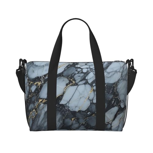 Sac de voyage pour homme et femme étanche, grand sac de sport marbre noir texturé