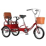 [High-Quality Construction] Crafted from durable high-carbon steel, our folding tricycle boasts a sturdy frame that can withstand everyday wear and tear. Featuring thick rubber tires and aluminum alloy wheels, it is designed to support heavier loads,...