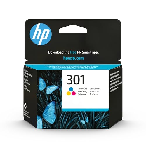 HP 301 CH562EE, Tricolor, Cartucho de Tinta Original, compatible con impresoras de inyección de tinta HP DeskJet 1050, 2540, 3050; OfficeJet 2620, 4630; ENVY 4500, 5530