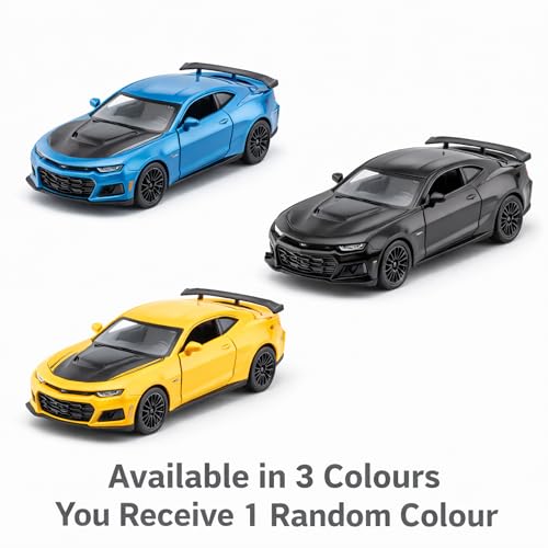 Image of Chevrolet Camaro ZL1 1:32 Scale Die Cast Metal Car - Pull Back Sports Muscle Model with Openable Doors & Hood, Lights & Sound, Collectible Showpiece for Kids 6+ & Car Enthusiasts