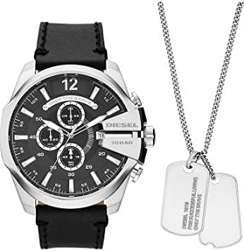 Diesel Mega Chief Series Herrenuhr, Chronographenwerk mit Lederar...