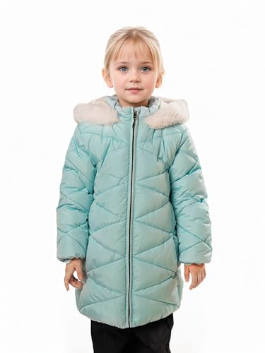 Image of SOLOCOTE Girls Winter Puffer Coat with Faux Fur Hood Sherpa Lined Parka Water-Resistant Windproof Quilted Jacket