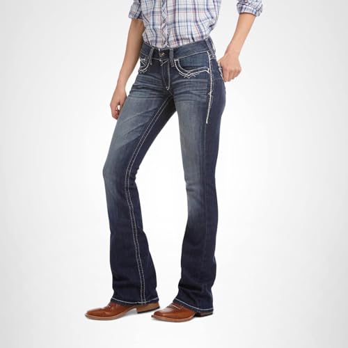 ARIAT Women&rsquo;s Mid Rise Stretch Entwined Boot Cut Jean Marine