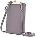 Produktbild Raiatea Handtasche Damen Kleine Umhängetasche Crossbody Handytasche Phone Bag für Damen Frauen Mädchen Leder Einfarbig Kartenhalter Schulter Brieftasche Shopper Handy Tasche, 003 Grau