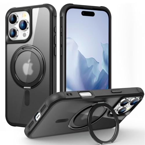 Coque de protection iPhone 14 Pro Max antichoc noire support anneau magnétique
