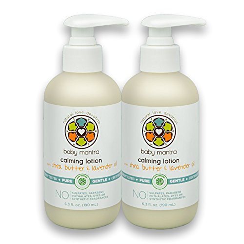 Baby Mantra Calming Lotion, EWG Verified Baby Moisturizing Cream with Shea Butter and Lavender Oil - Best for Newborns, Infants, and Babies with Sensitive Skin - 6.3 Ounce Pump Bottle, Pack of 2