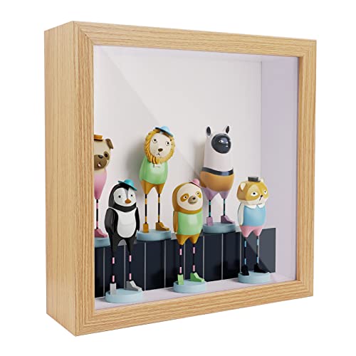 3D Shadow Box(22.3x22.3x6cm) Bilderrahmen aus Holz tiefe Box quadratisch...