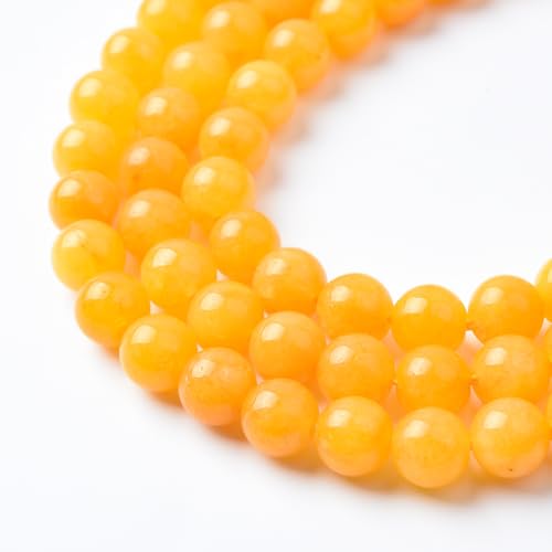 Cuentas sueltas de jade blanco natural horneadas con optimización de color amarillo de aproximadamente 6 mm, 60 granos por contrato, que se pueden utilizar para hacer pulseras, collares y aretes de