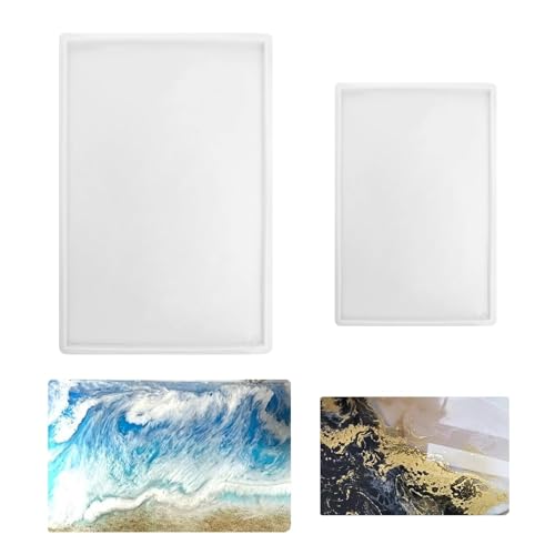 2 moules rectangulaires en silicone en résine époxy pour décoration DIY