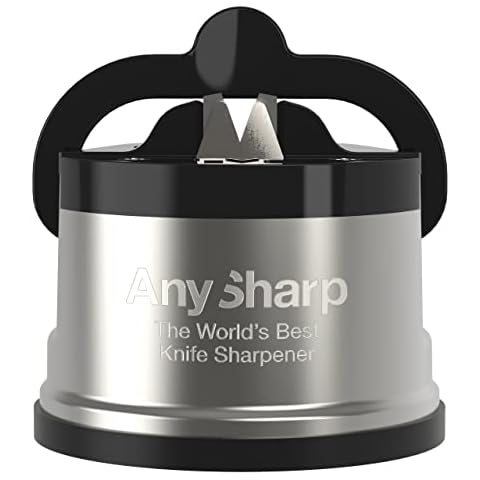 AnySharp Pro Messerschärfer mit Saugnapf, Gebürstetes Metall Cover