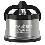 AnySharp Pro - World's Best Knife Sharpener - For All Knives and Serrated Blades - Brushed Metal