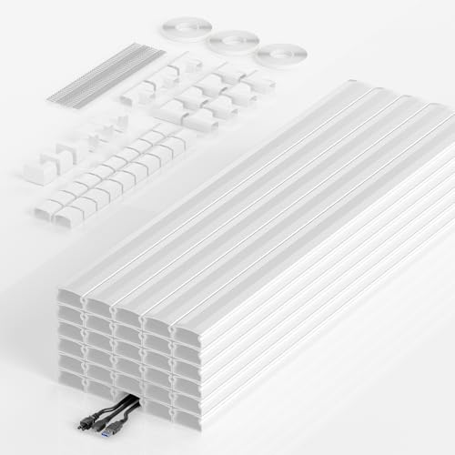 Yecaye TV Cord Hider Wall Mounted, 472in Cord Cover, W1.18in H0.6in, White