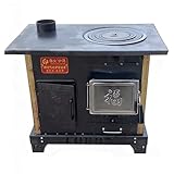 Estufa de leña para interiores con horno para calefacción y cocina del hogar, combustión de gasificación de calentamiento rápido, diseño de hierro fundido sin humo