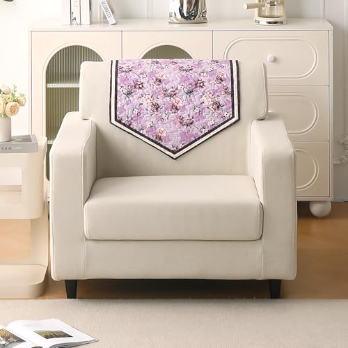 Image of HOKIPO 'Florentina Series' 1 PC Backrest Mat for Sofa Cover | Premium Multi-Needle Quilted Holland Velvet Mat with Anti Slip Backing, Peony Lavender (IN-877-V6*S)