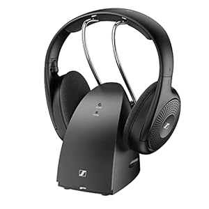 sennheiser consumer audio 700171 RS 120-W On-Ear draadloze hoofdtelefoon voor kristalhelder tv-geluid met 3 geluidsmodi, lichtgewicht ontwerp, 60 m bereik en handige zender/lader-combinatie, Zwart
