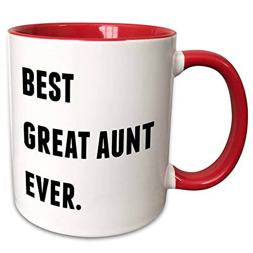 3dRose mug_213364_5 Best Great Aunt Ever, Black Letters On A White Background - Two Tone Red Mug, 11oz