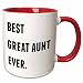 3dRose mug_213364_5 Best Great Aunt Ever, Black Letters On A White Background - Two Tone Red Mug, 11oz
