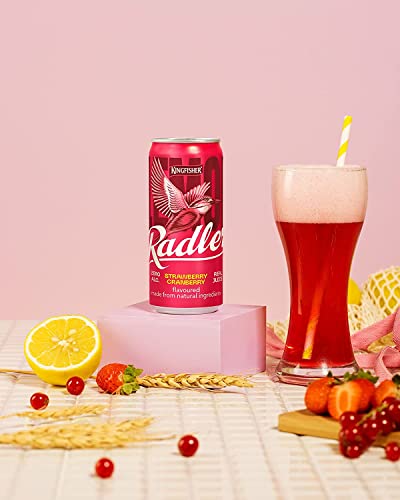 Image of Kingfisher Radler - Strawberry Cranberry - Non-Alcoholic Malt Drink , Pack of 12 x 300 ml Can