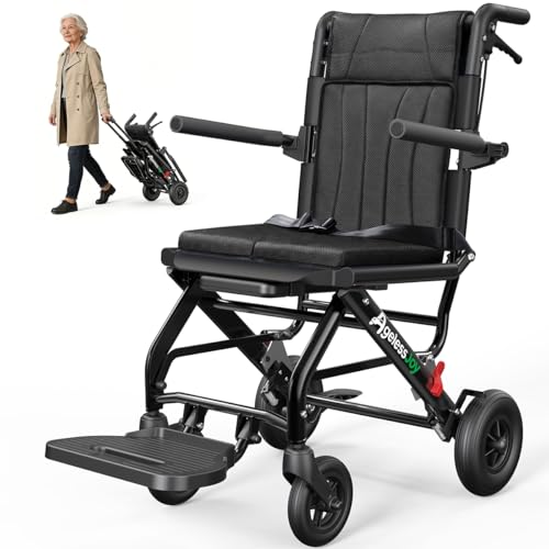AGELESSJOY Portable Folding Travel Wheelchair