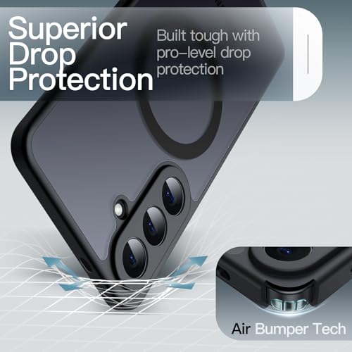 Image of JETech Magnetic Cover Case for Samsung Galaxy S26, Compatible with MagSafe, Camera Lens Full Protection, Translucent Matte Back Shockproof Phone Cover (Black)