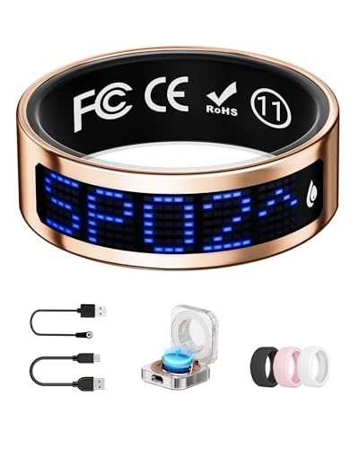 Image of Smart Ring for Women & Men with Display, Health Ring with Heart Rate, Sleep Monitor, IP68 Waterproof Fitness Ring, Fitness Tracker Ring, No APP Fee for iPhone and Android (Rose Gold, 11#)