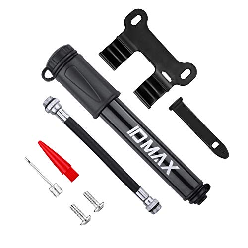 IDMAX Bike Pump, Portable Mini Bike Hand Pump Bicycle Frame Pump Bicycle Tyre Pump 100 PSI Fast Air Pump Ball Pump with Needle Presta & Schrader Valve and Extending Tube