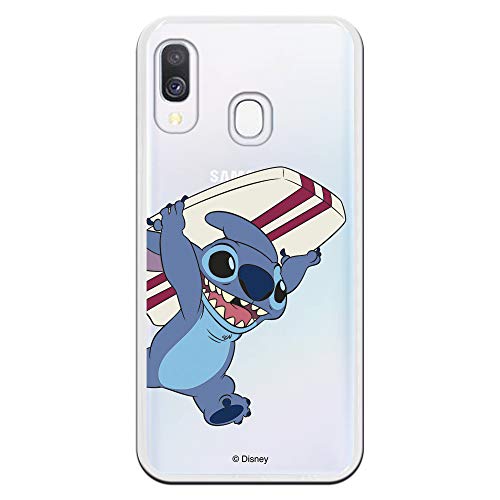 Funda para Samsung Galaxy A40 Oficial de Lilo & Stitch Stitch Transparente para Proteger tu móvil. Carcasa para Samsung de Silicona Flexible con...