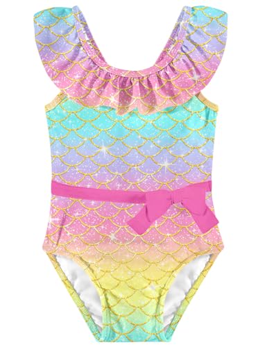 Image of Girls One Piece Swimsuits Toddler Cute Ruffle Bathing Suits Quick Dry Beach Swimwear Size 2-7 Years