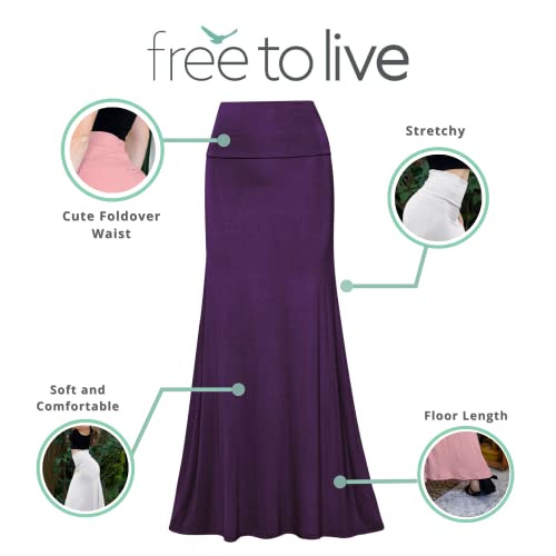 Free to Live 3 Pack Long Skirts for Women Fall Stretchy Flowy Maxi Skirt Dressy Casual for Work, Soft Fold Over High Waisted2