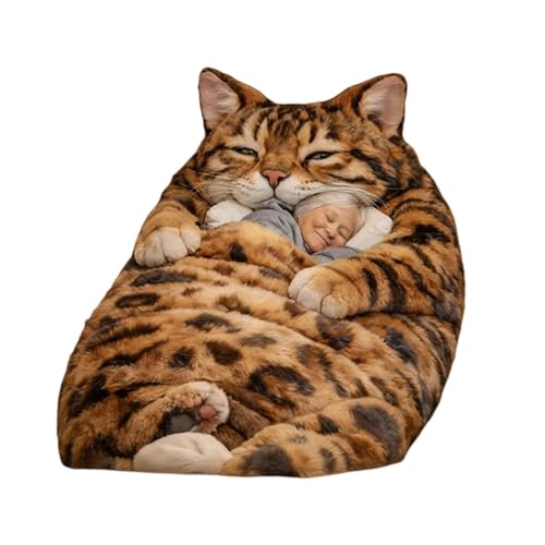 Saco de dormir gatos para humanos | Saco de dormir aconchegantes para gatos 175 x 80 cm | adorável sacos de dormir tipo sobre gato para adultos | sacos de dormir animais peluche gigantes laváveis para