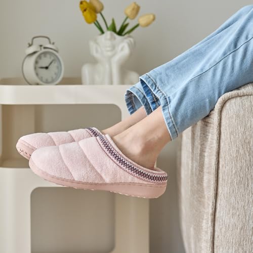 Slippers for Women Indoor and Outdoor Warm Cozy House Slippers with Soft Terry Cloth Memory Foam and Non-Slip TPR Sole Bedroom Shoes Gifts for Women Her Mom Pink2
